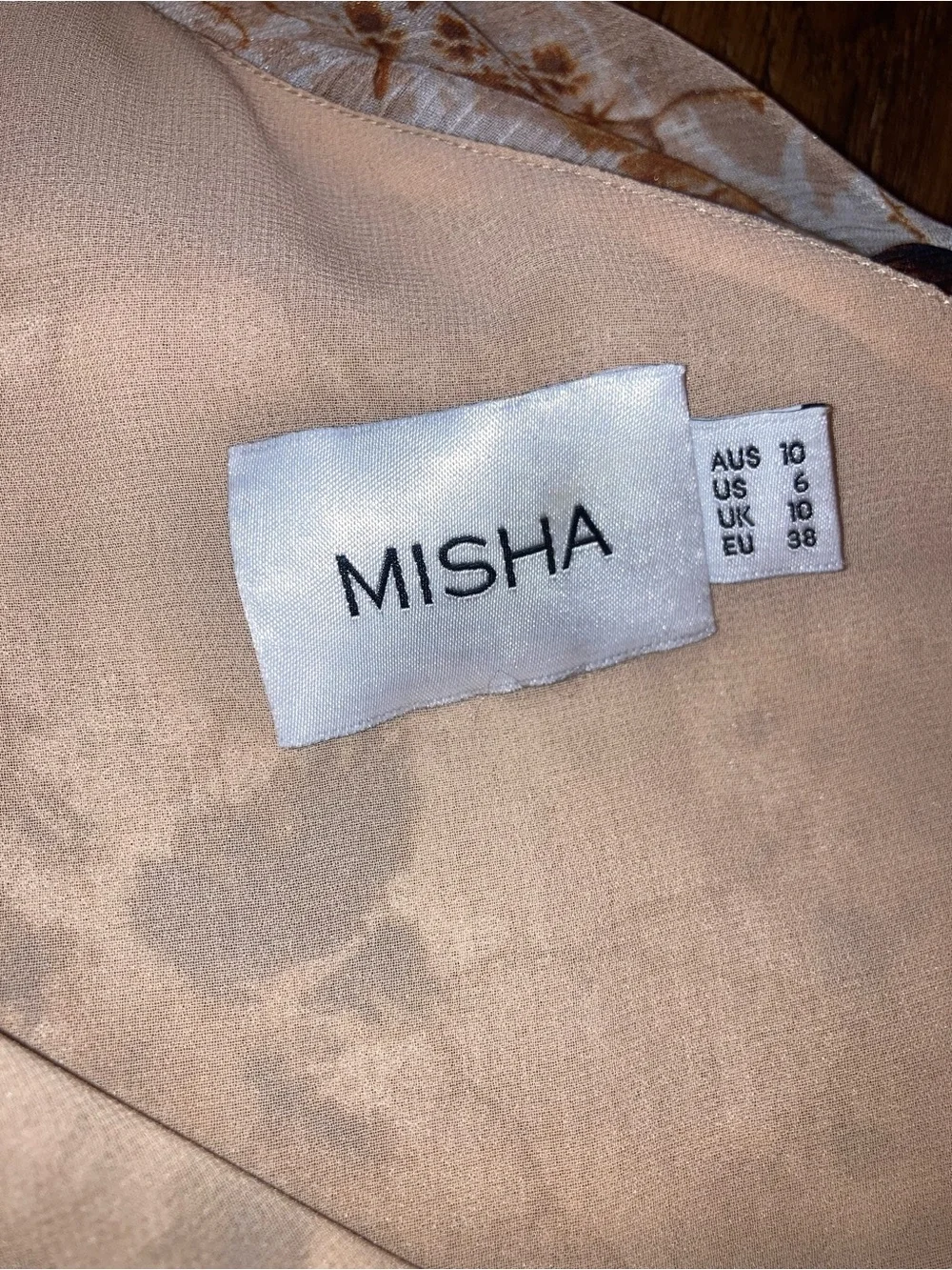 Misha collection One-Shoulder Floral Mini Dress in Champagne size 6